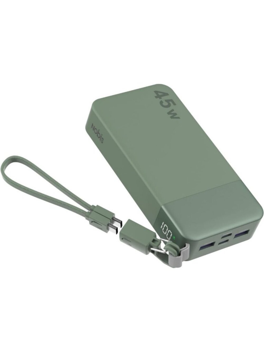 High-Capacity 20000mAh Portable Charger Power Bank with Detachable Cable - 45W